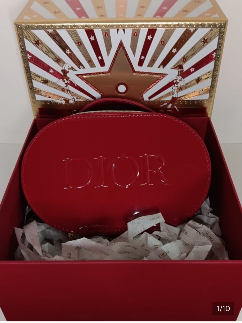 Dior Vibrant Red Round Cosmetic Case